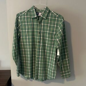 Old Navy Green and White Plaid Button Down Shirt Small New